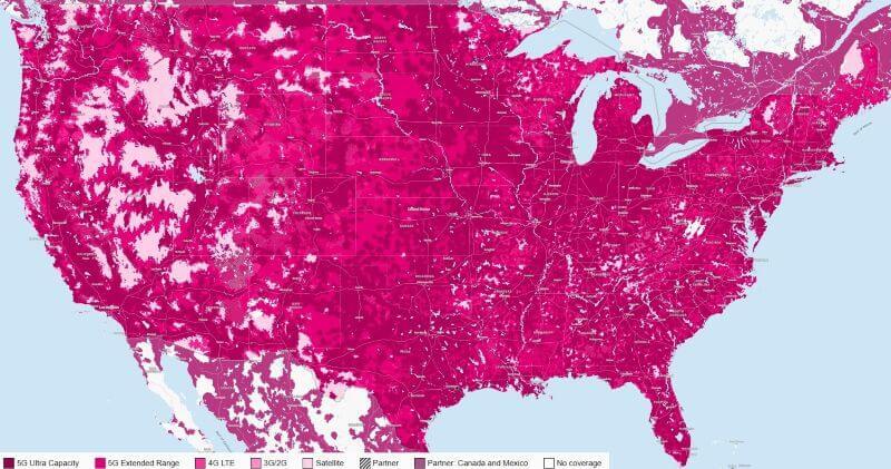 2025 T-Mobile 4G and 5G Coverage Map