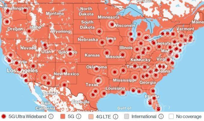 2025 Verizon 4G and 5G Coverage Map